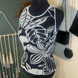 Andretta Donatello 100% Silk Beaded Tank Top Women’s Small